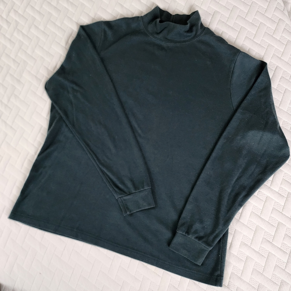 L.L. Bean Large Mock Turtle Neck Long Sleeve Turtleneck Dk.Green